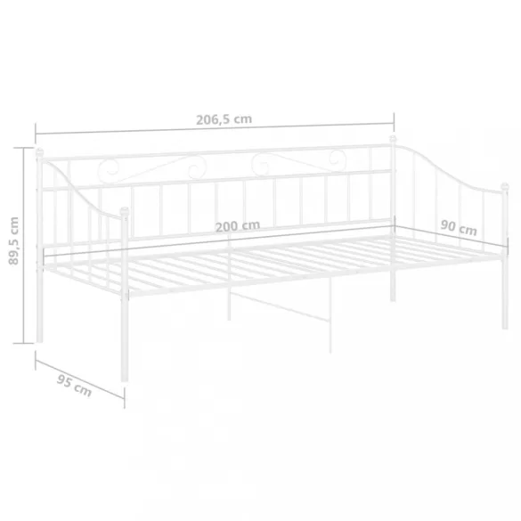 fehér fém kanapéágykeret 90 x 200 cm