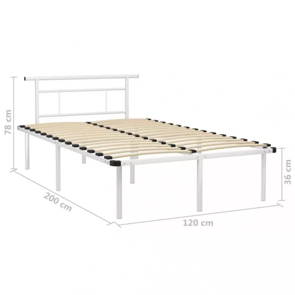 fehér fém ágykeret 120 x 200 cm