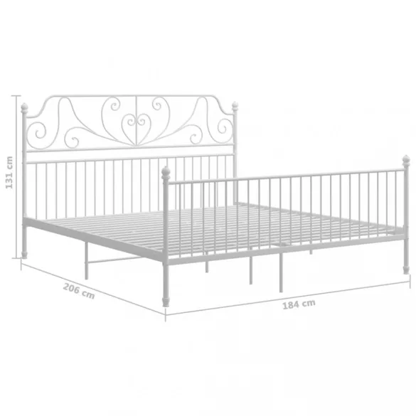 fehér fém ágykeret 180 x 200 cm