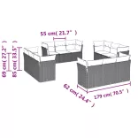 12 részes barna polyrattan kerti ülőgarnitúra párnákkal
