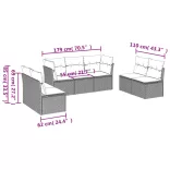 7 részes fekete polyrattan kerti ülőgarnitúra párnával