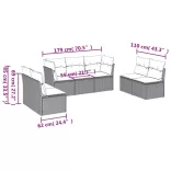 7 részes fekete polyrattan kerti ülőgarnitúra párnával