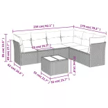 7 részes bézs polyrattan kerti ülőgarnitúra párnákkal