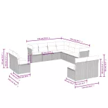 11 részes szürke polyrattan kerti ülőgarnitúra párnákkal