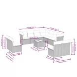 12 részes fekete polyrattan kerti ülőgarnitúra párnákkal