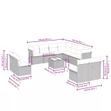 12 részes bézs polyrattan kerti ülőgarnitúra párnákkal
