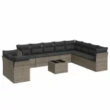11 részes szürke polyrattan kerti ülőgarnitúra párnákkal