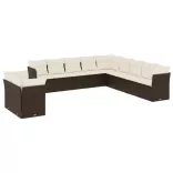 11 részes barna polyrattan kerti ülőgarnitúra párnákkal