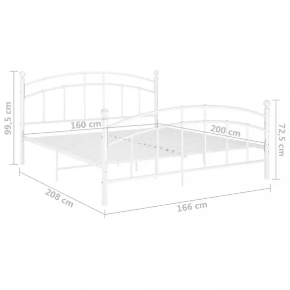 fehér fém ágykeret 160 x 200 cm