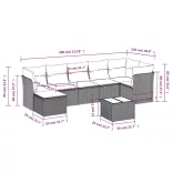 8 részes bézs polyrattan kerti ülőgarnitúra párnával