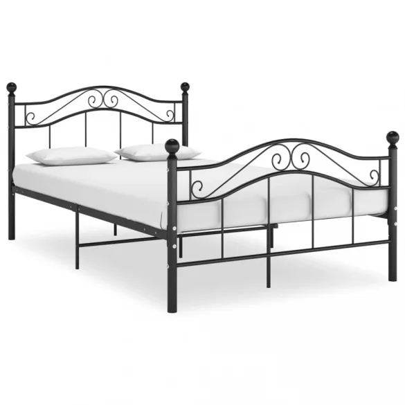 fekete fém ágykeret 120 x 200 cm