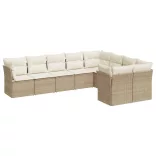 9 részes bézs polyrattan kerti ülőgarnitúra párnákkal