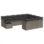 11 részes szürke polyrattan kerti ülőgarnitúra párnákkal