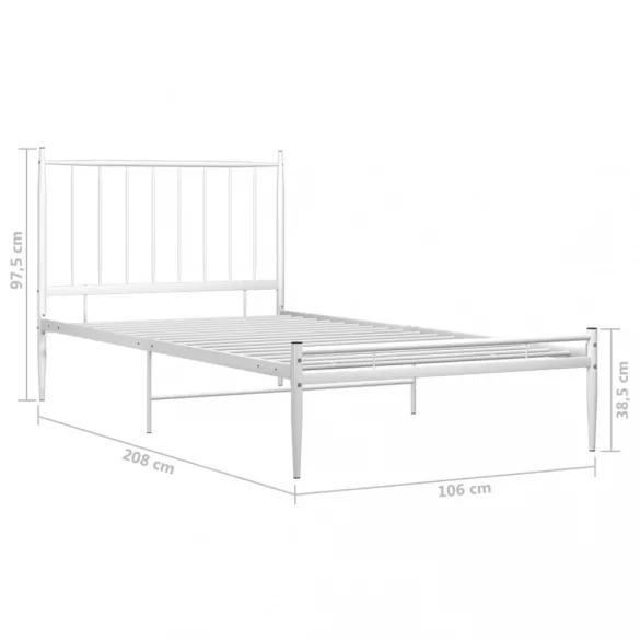 fehér fém ágykeret 100 x 200 cm