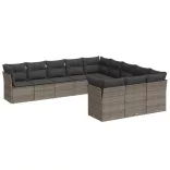 11 részes szürke polyrattan kerti ülőgarnitúra párnákkal