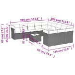 12 részes fekete polyrattan kerti ülőgarnitúra párnákkal