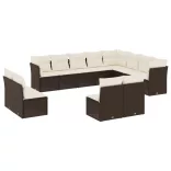 12 részes barna polyrattan kerti ülőgarnitúra párnákkal