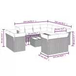 12 részes szürke polyrattan kerti ülőgarnitúra párnákkal