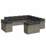 13 részes szürke polyrattan kerti ülőgarnitúra párnákkal