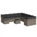12 részes szürke polyrattan kerti ülőgarnitúra párnákkal
