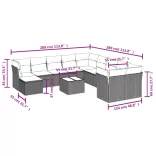 12 részes szürke polyrattan kerti ülőgarnitúra párnákkal