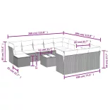 13 részes fekete polyrattan kerti ülőgarnitúra párnákkal
