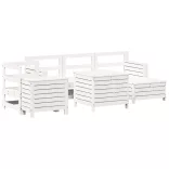 fehér 7 részes tömör fenyőfa kerti kanapészett