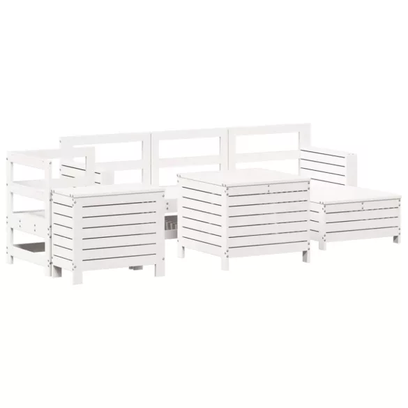 fehér 7 részes tömör fenyőfa kerti kanapészett