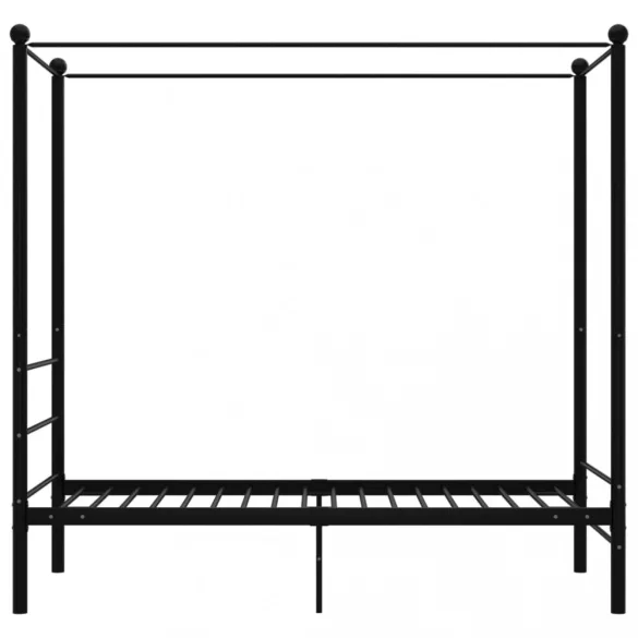 fekete fém baldachinos ágykeret 90 x 200 cm