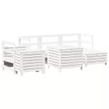 fehér 7 részes tömör fenyőfa kerti kanapészett