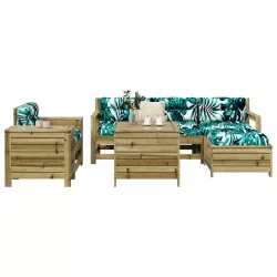 7 részes impregnált fenyőfa kerti kanapészett