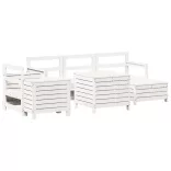 fehér 7 részes tömör fenyőfa kerti kanapészett