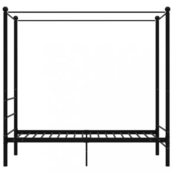 fekete fém baldachinos ágykeret 100 x 200 cm