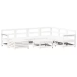 8 részes fehér tömör fenyőfa kerti kanapészett