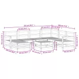 8 részes fehér tömör fenyőfa kerti kanapészett