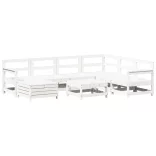 8 részes fehér tömör fenyőfa kerti kanapészett