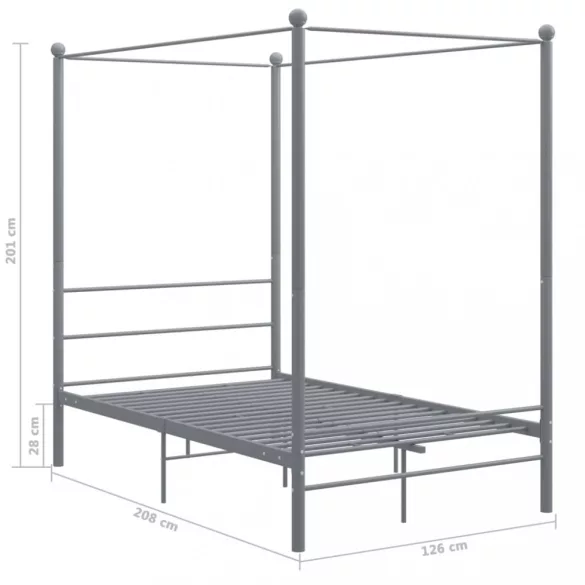 szürke fém baldachinos ágykeret 120 x 200 cm