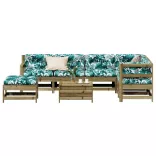 8 részes impregnált fenyőfa kerti ülőgarnitúra párnával