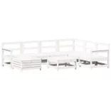 8 részes fehér tömör fenyőfa kerti kanapészett