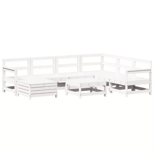 8 részes fehér tömör fenyőfa kerti kanapészett