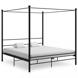 fekete fém baldachinos ágykeret 200 x 200 cm