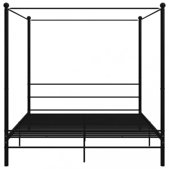 fekete fém baldachinos ágykeret 200 x 200 cm