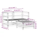 fehér 3 részes tömör fenyőfa kerti kanapészett