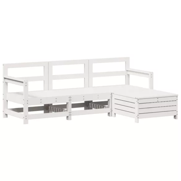 fehér 4 részes tömör fenyőfa kerti ülőgarnitúra