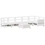 fehér 7 részes tömör fenyőfa kerti kanapészett