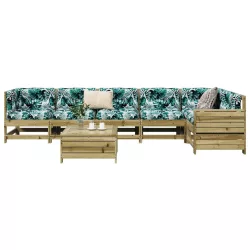 7 részes impregnált fenyőfa kerti kanapészett