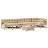 7 részes tömör fenyőfa kerti ülőgarnitúra párnával