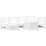 fehér 7 részes tömör fenyőfa kerti kanapészett