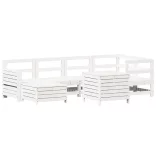 fehér 7 részes tömör fenyőfa kerti kanapészett