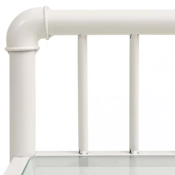 2 db fehér és átlátszó fém és üveg éjjeliszekrény